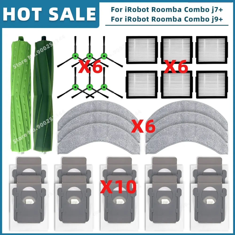 Enhanced Vacuum Replacement Parts Kit with Main Brush, Side Brush, HEPA Filter, Mop Cloth, and Dust Bag