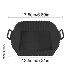 Silicone Air Fryer Liners and Reusable Non-Stick Baking Tray Set (Black-17cm)