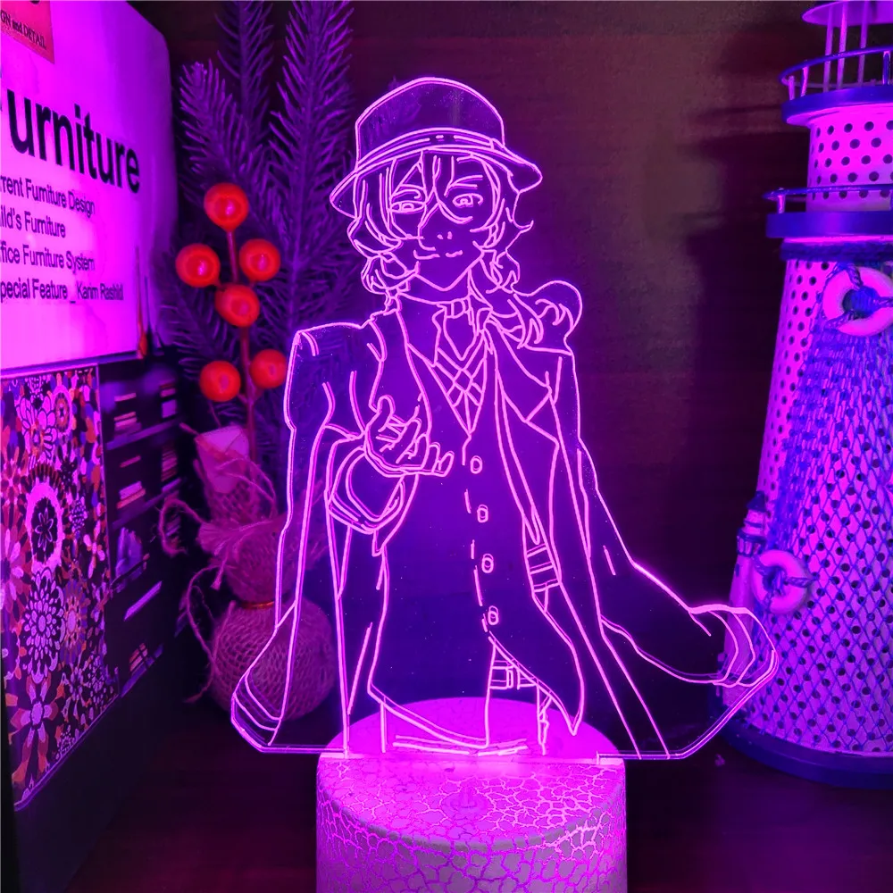 3d Night Light NAKAHARA CHUUYA BUNGO STRAY DOGS Anime Lampara Lighting Colorful Bedroom Light Lamp Illuminator Kids Led Toy Gift night lights for adults