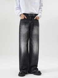 Autumn Vintage Distressed Men's Baggy Straight Jeans - Fashionable Korean High Street Denim Pants - 3XL (Black)