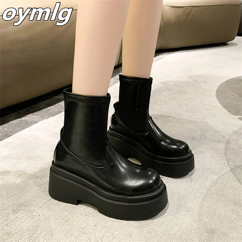 

Elastic skinny boots with thick soles and long and short boots for women's leggings, showing a slim and tall chivalry boots