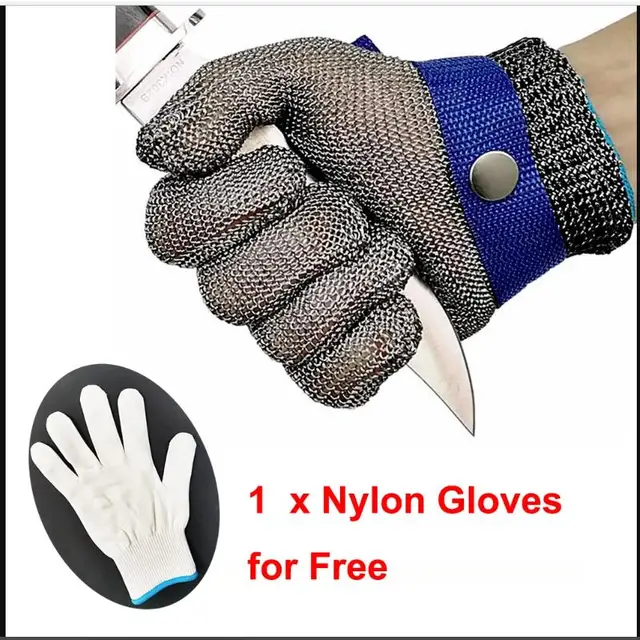 Nmsafety – Gants De Boucher En Maille D'acier Inoxydable Brossé