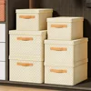 1pc Fabric Foldable Clothes & Quilt Storage Box With Lid Thickened PP Plate For Household & Dormitory Use 1
