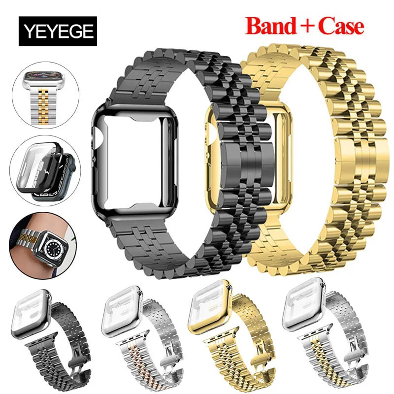 

Ремешок из нержавеющей стали для Apple Watch Series 9, 8, 7, ремешок 45 мм, 44 мм, 42 мм, 38 мм, браслет + фоторемешок для iWatch Ultra 49 мм, 6, 5, 4, 40 мм, 41 мм