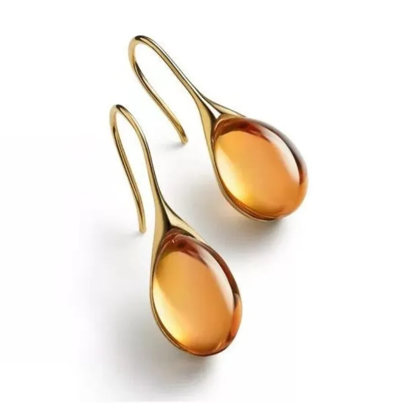 Trendy Women Earrings 8 Colors Delicate Gold Color Inlay Natural Stone Hook Dangle Earrings for Women Wedding Engagement Jewelry dangle earrings drop earrings long earrings golden earrings