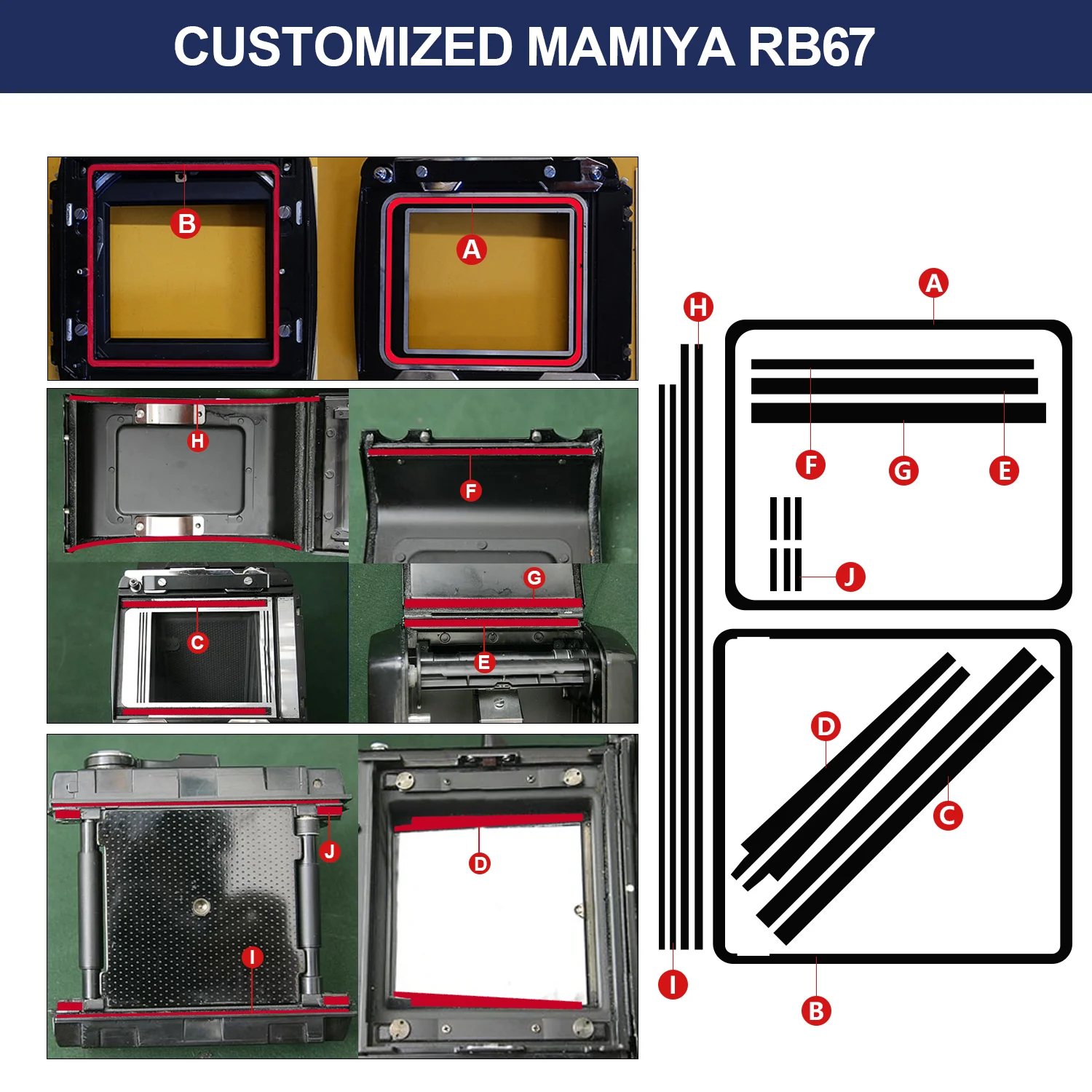 eTone Pre-Cut Proof Light Seal Foam Self Adhesive Sponge Sheet Kits for Mamiya RB67/RB67 Pro/RB67 Pro S Camera Accessorie camera accessories