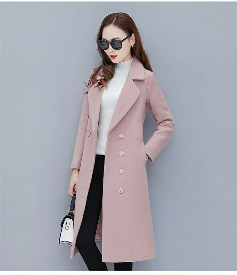 Female Woolen Coat Veet 2023Women's Double-Breasted Woolen Coat Spring And Autumn Woolen Coat Fashion Suit Collar_voghion.com
