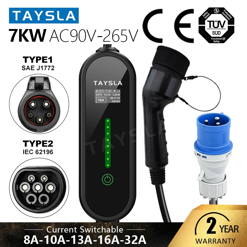 taysla-adowarka-samochodu-elektrycznego-typ-2-32a-16a-adowarka-typ-1