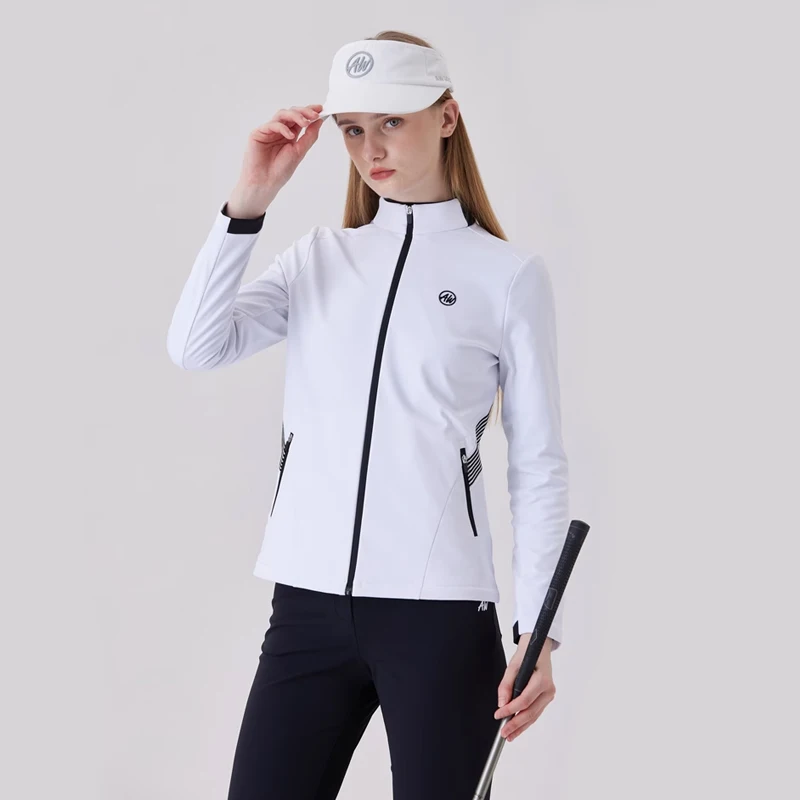 AW Autumn and Winter New Golf Jacket Outdoor Sports Stand Collar Slim-fit Leece Trench Coat Women Warm Long Sleeve Golf Apparel