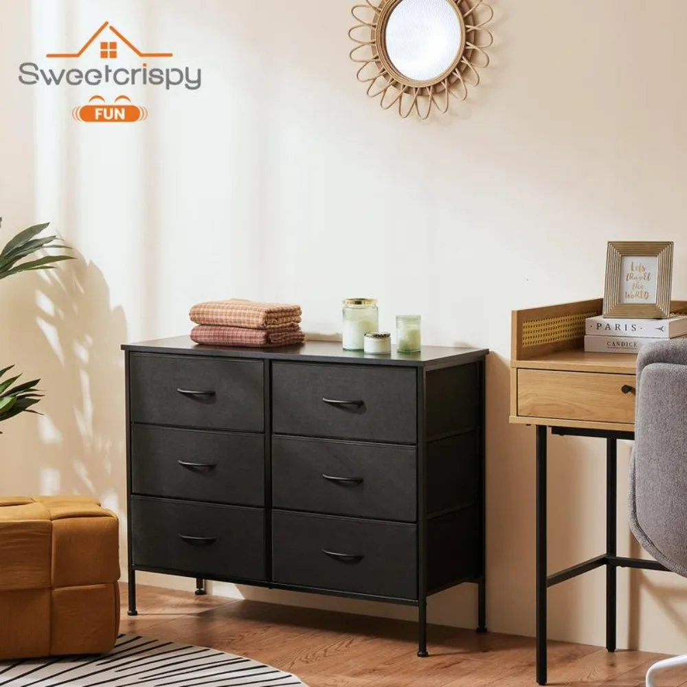 

【Spring Sale】SweetcrispyFun Dresser - Fabric Storage Tower with 6 Drawers, Bedroom Drawer Dresser Organizer