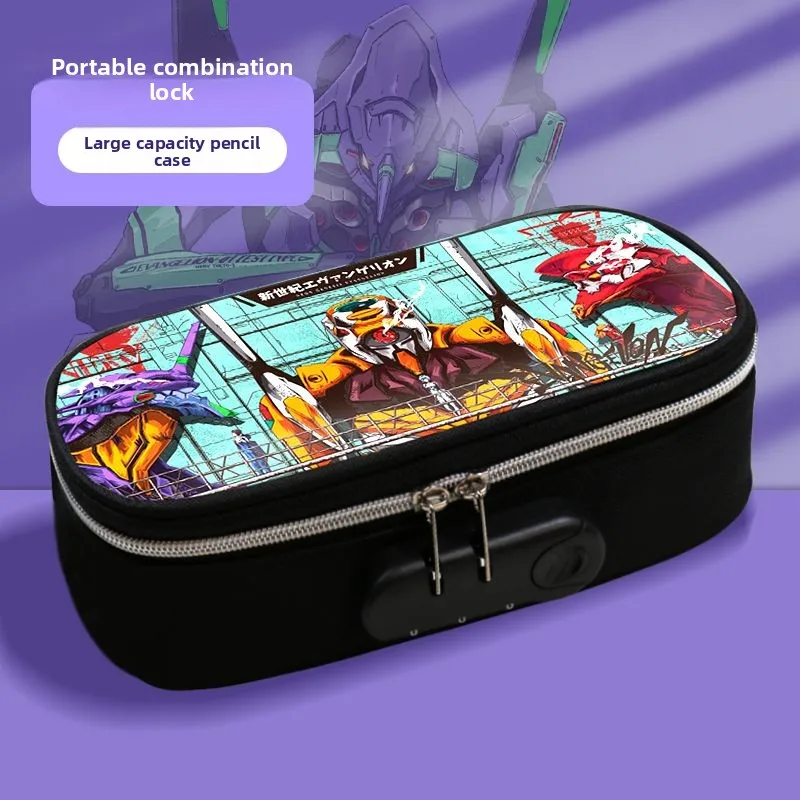 Evangelion Unit-01 Canvas Pencil Case - Cute Anime Character Stationery Pouch