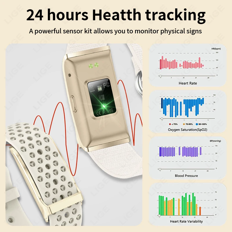 LIGE Smart Watch Women Men Fitness Bracelet Sport Band Heart Rate Blood Pressure Sleep Monitor Health Smartwatch for Android iOS