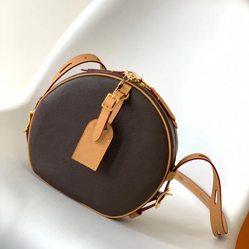 

Classic Round Hat Box Shoulder Bag Women Crossbody Purses Designer Woman Handbag Genuine Leather Luxury Fashion Cross Body Bags