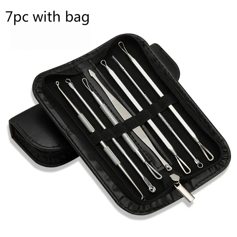 7PCS Acne Blackhead Comedone Black Spot Pimple Blemish Remover Skin Care Women Beauty Acne Treatment Pore Cleanser Needle Hook