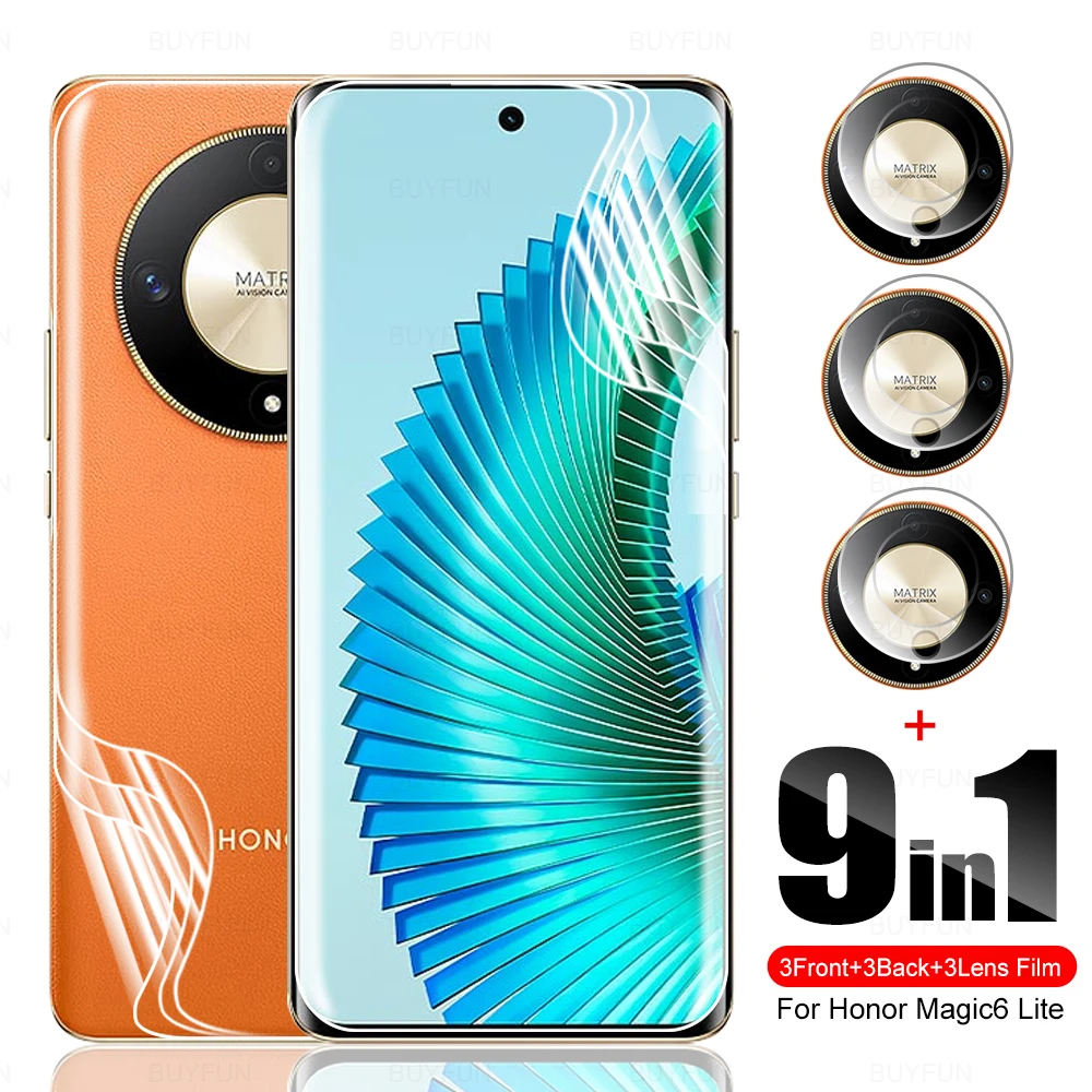 9 In1 Per Honor Magic 6 Magic6 Lite Anteriore E Posteriore Hydrogel Film & Lens Glass Xonor Honer 6 Magic 6 Lite Honar Hone Honor Magic6Lite