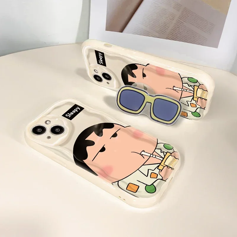 C-Crayon S-ShinChan Glasses Holder Case for iPhone 15 14 11 Pro