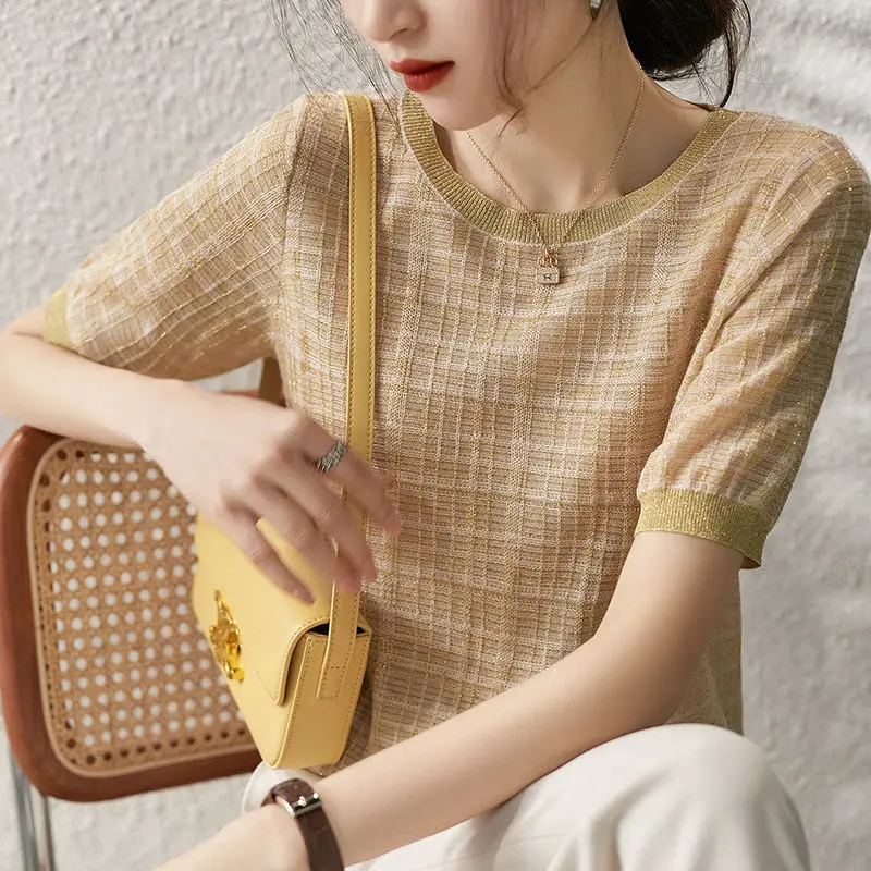

O-neck Shirt Women T-Shirt Short Sleeve Korean Style Loose Basic Elasticity Tshirt Top Womens Clothing T Shirt Femme S112