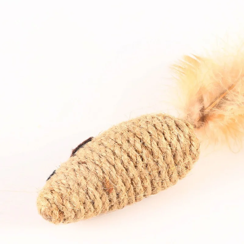 1/4pcs Sisal False Mouse Cat Toy Bite Resistance Stuffed Toy Interactive Cat Toy Simulation Mice Kitten Self-Playing Plush Toys