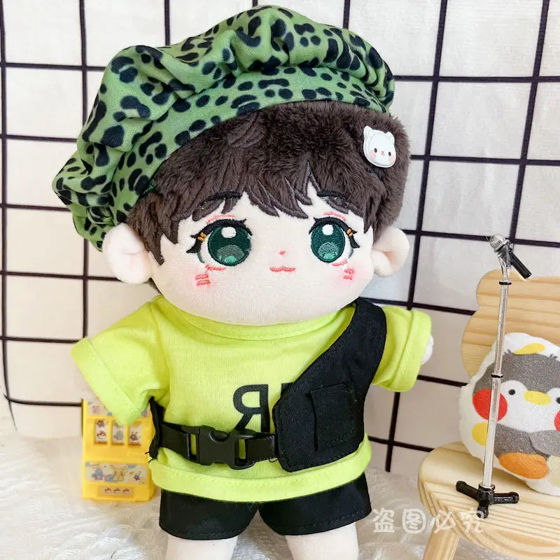 Kpop 20CM Idol Doll Clothes Green T-Shirt Camouflage Hat Dolls Accessories TNT Taehyung JIMIN SUGA Chanyeol Got7 Fans Collection 4