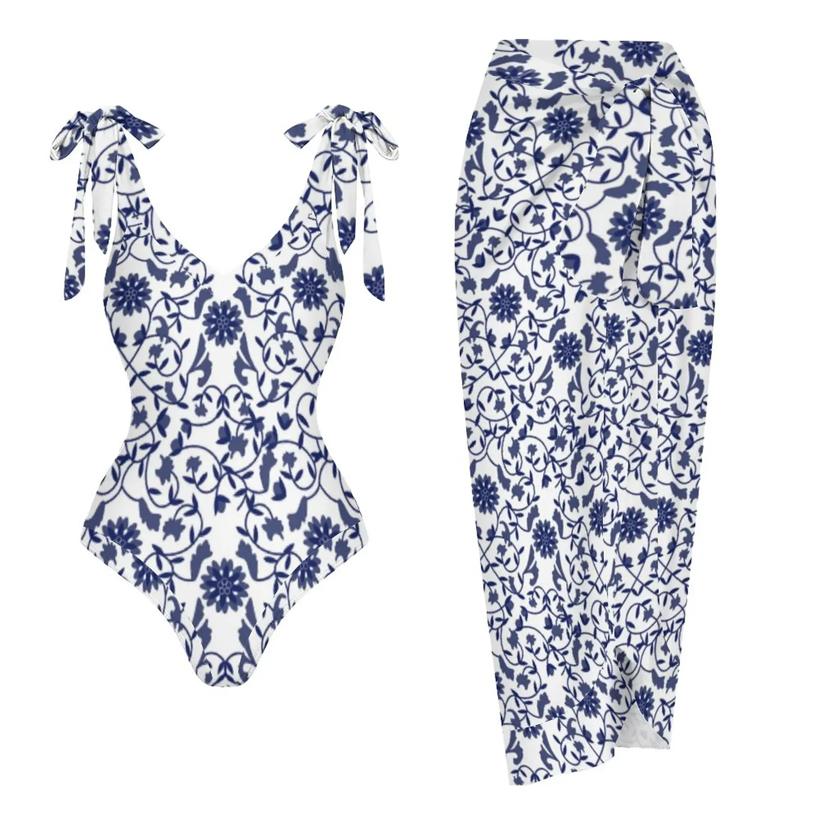 Women's Swimwear V-Neck PrintOne-Piece Swimsuit Adjustable shoulder strap Sexy Praia Outfits Backless Beachwear New Monokini