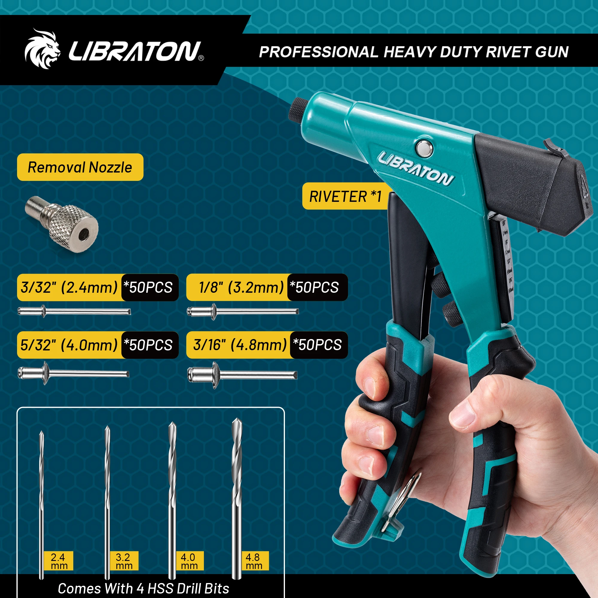 K Mandrino Per Pistola Per Dadi Per Rivetti Da 100 Pezzi M3/M4/M5/M6 - Foto 3