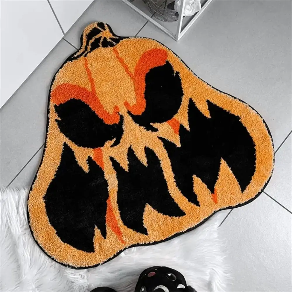 Halloween Spider Web Bath Mat Non Slip Pumpkins Rugs Gothic Bats Coffins Carpet White Half Round Bath Mat Bathroom