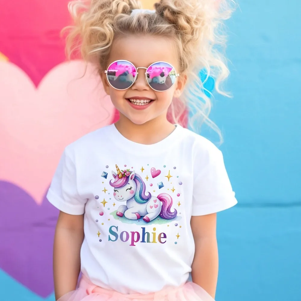 

Personalized Unicorn with Name Girls Shirt Kids Wild Tee T-shirt Child Summer T Shirt Children Clothes Toddler Short Sleeve Top