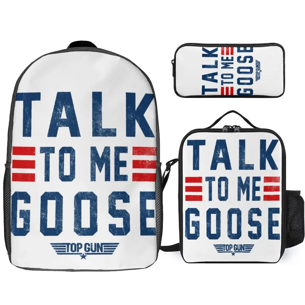 

Top Gun Talk To Me, прочный утепленный карандаш для коллег, набор 3 в 1, 17 дюймов, рюкзак, сумка для ланча, ручка, сумка для путешествий