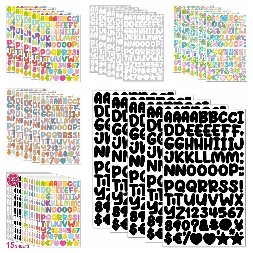 26 Letter Number Cartoon Letter Sticker 0.5 inch DIY Cartoon Initial Alphabet Paster Vinyl Adhesive Cartoon