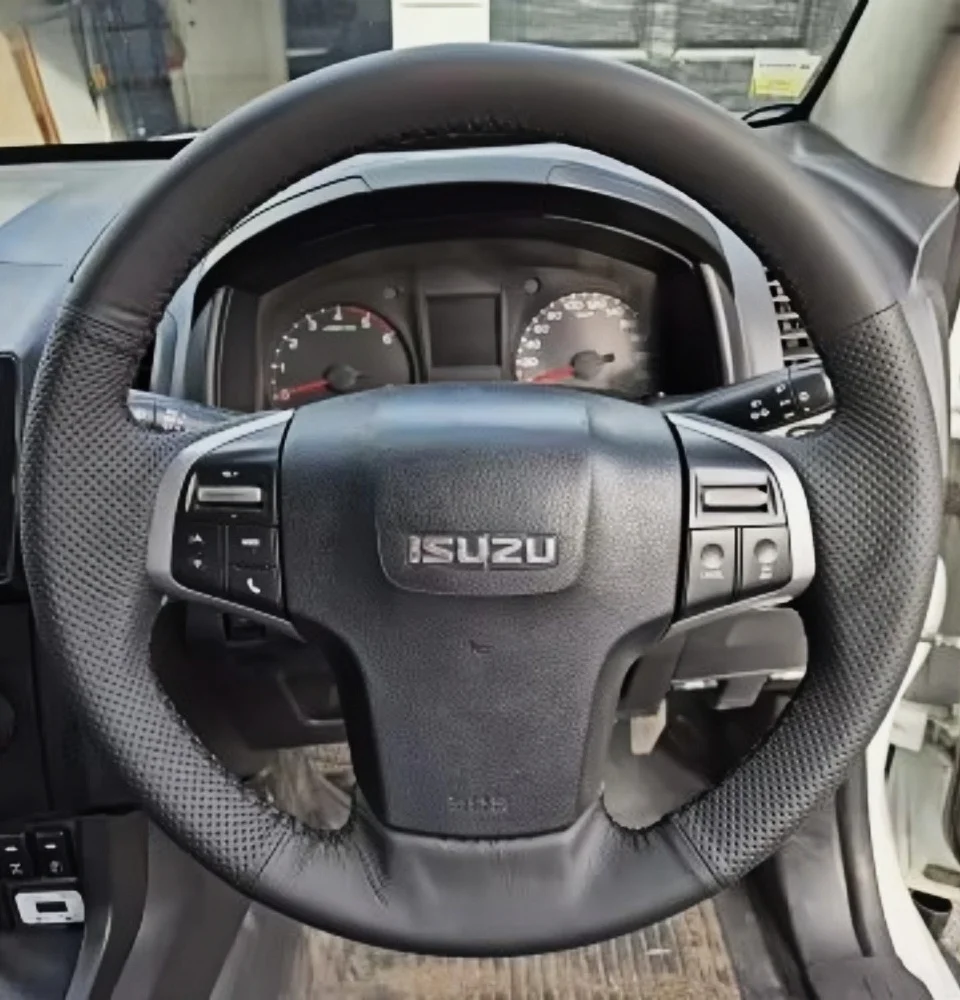Anpassung Hand Nähen Mikrofaser Leder Rutschfeste Auto Lenkrad Abdeckung Zubehör Für Isuzu D-Max MU-X 2013-2020 – Detail 1