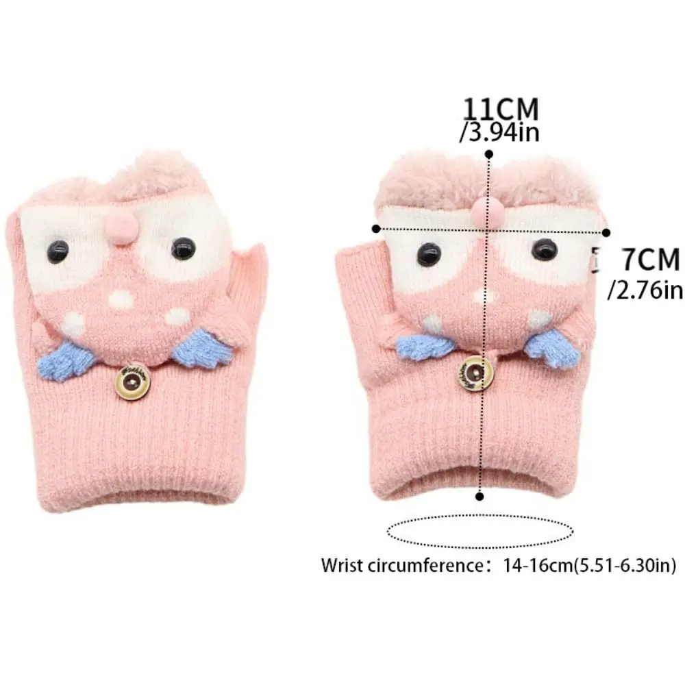 Cartoon Children Flip Cover Gloves Winter Mittens Korean Style Reindeer Gloves Warm Thicken Half Finger Knitted Gloves Winter