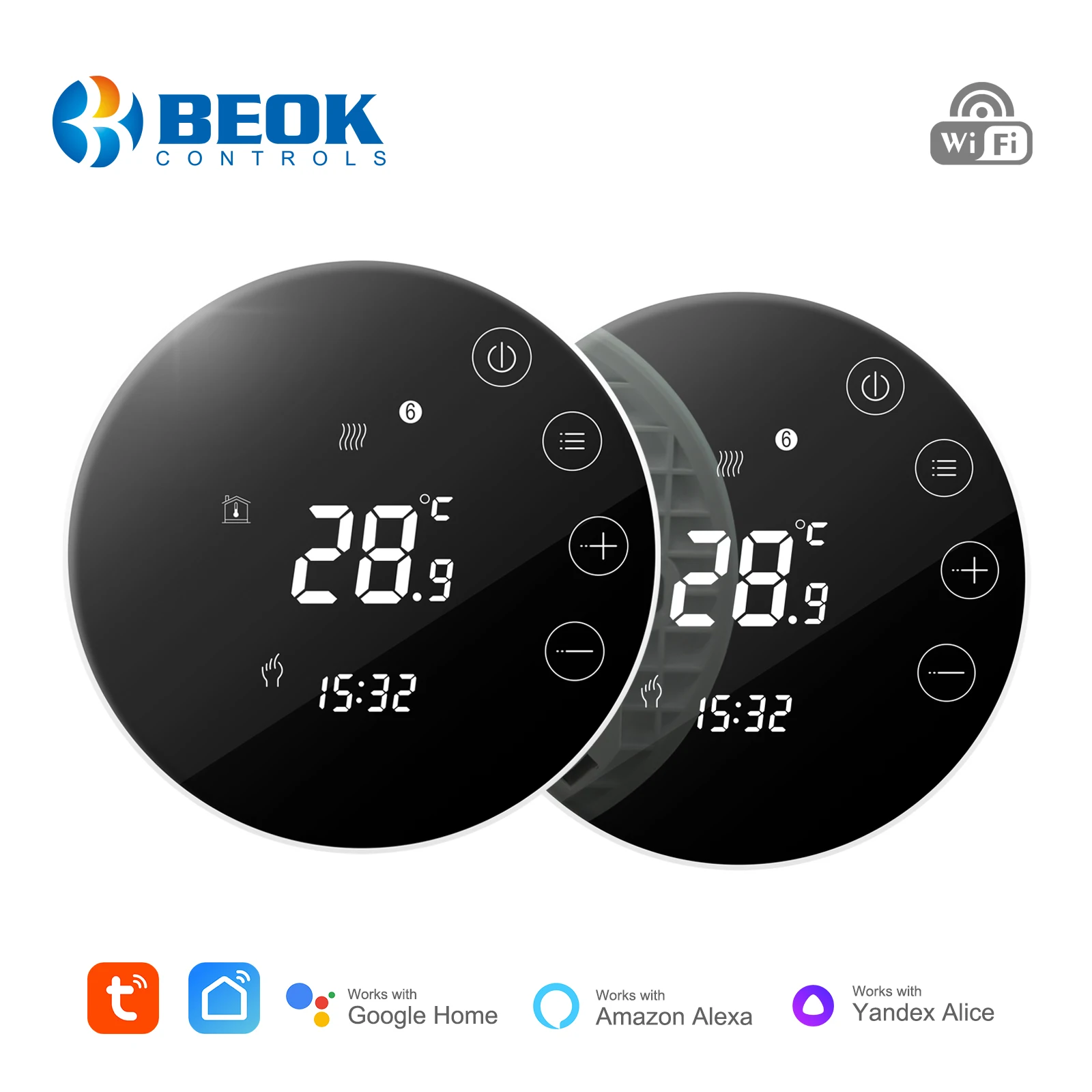 เทอร์โมสตัทอัจฉริยะ Beok Tuya Smart Life แบบ Wifi สำหรับระบบทำความร้อนพื้นไฟฟ้า/น้ำร้อน ควบคุมอุณหภูมิบ้าน รองรับ Yandex Alice, Alexa และ Google 1