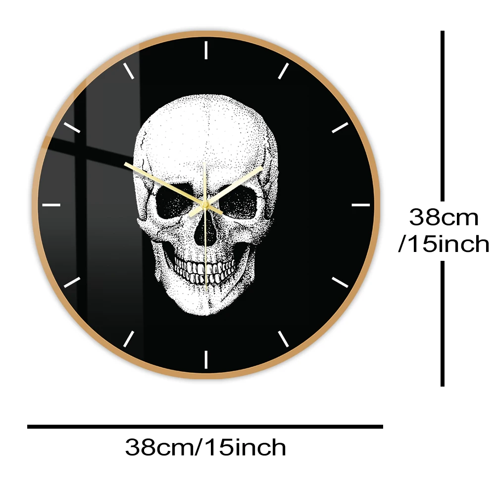 Skull Head Wall Clock For Minimalist Watch Halloween Horror 15inch 38cm  