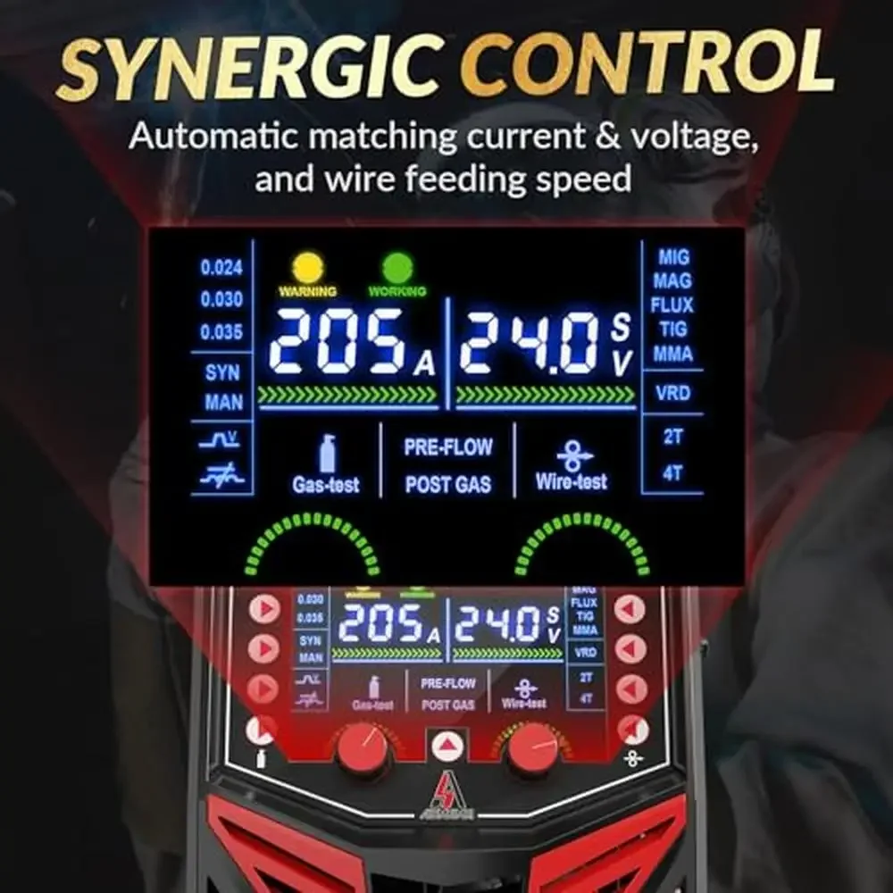 7 in 1 Mig Welder LCD Screen Synergic Control Overheat Protection Certified Quality Multi-Process Welding Machine 2
