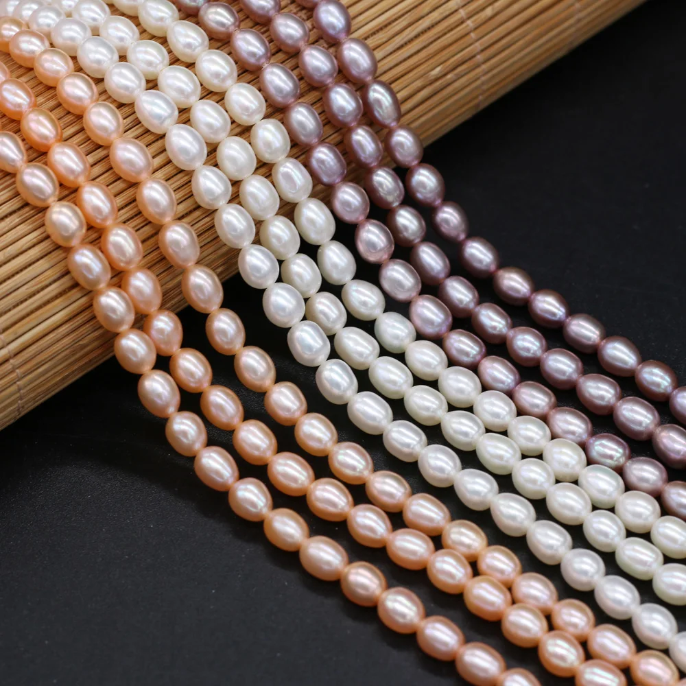 

5-6mm 100% Natural Freshwater Rice Pearls Beads Loose Spacer Beads for Jewelry Making DIY Women Necklace Earrings Ring Accessory