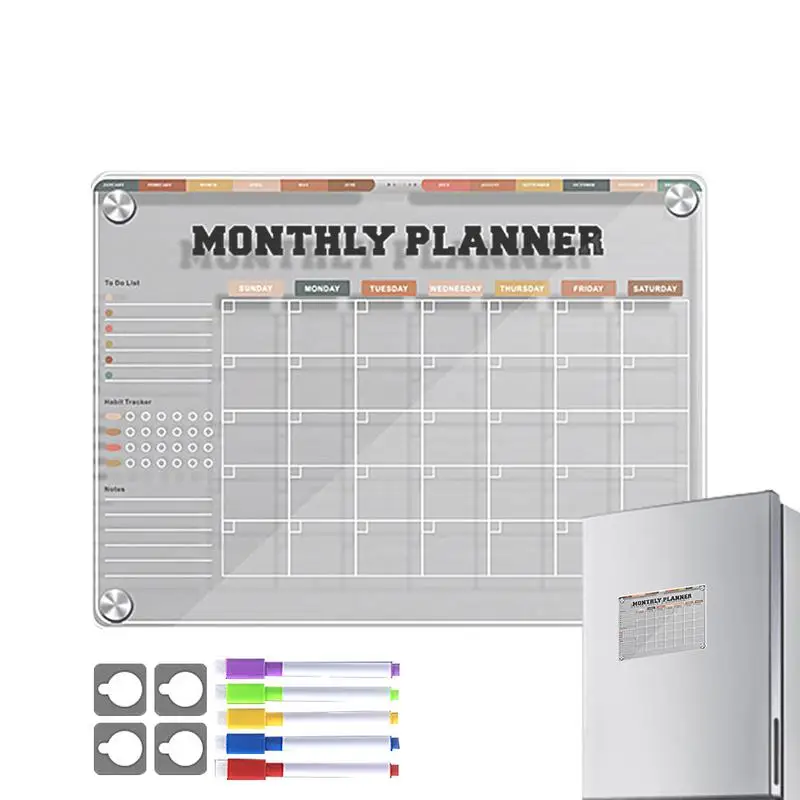 

Fridge Dry Erase Board Refrigerator Calendar Reusable Whiteboard 12x9in Acrylic Clear Message Board Fridge Notepad Planner Board