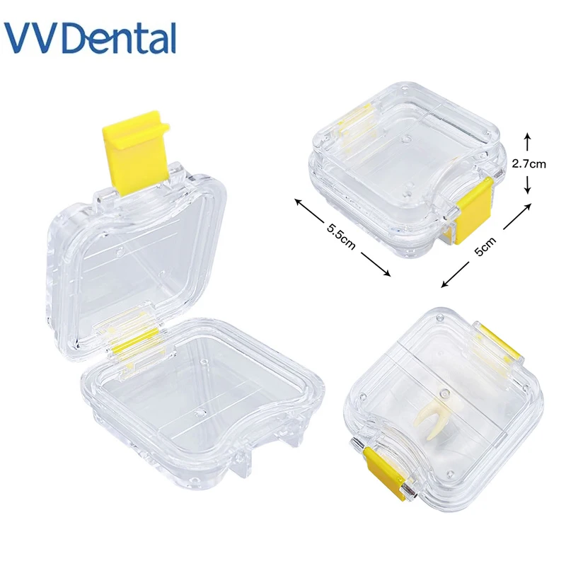 

VVDental 50pcs False Teeth Box With Film Denture Fake Teeth Bath Box Orthodontic Storage Case Mouth Guard Oral Hygiene Container