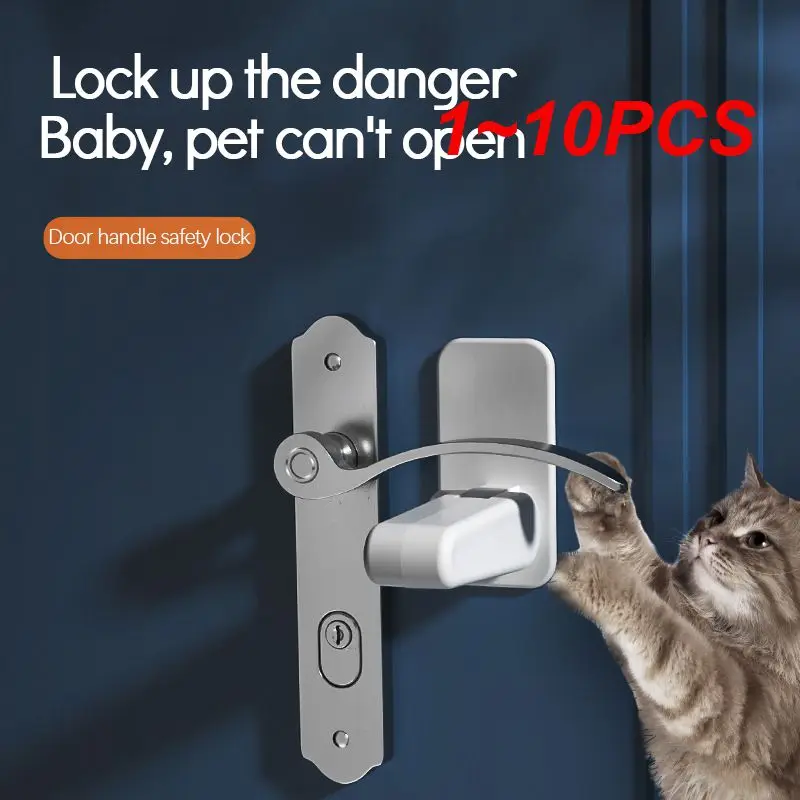 1~10PCS Door Handle Safety Lock Children Safety Lock Cats And Dogs Anti-opening Door Fixed Lock Sliding Window Lock White New