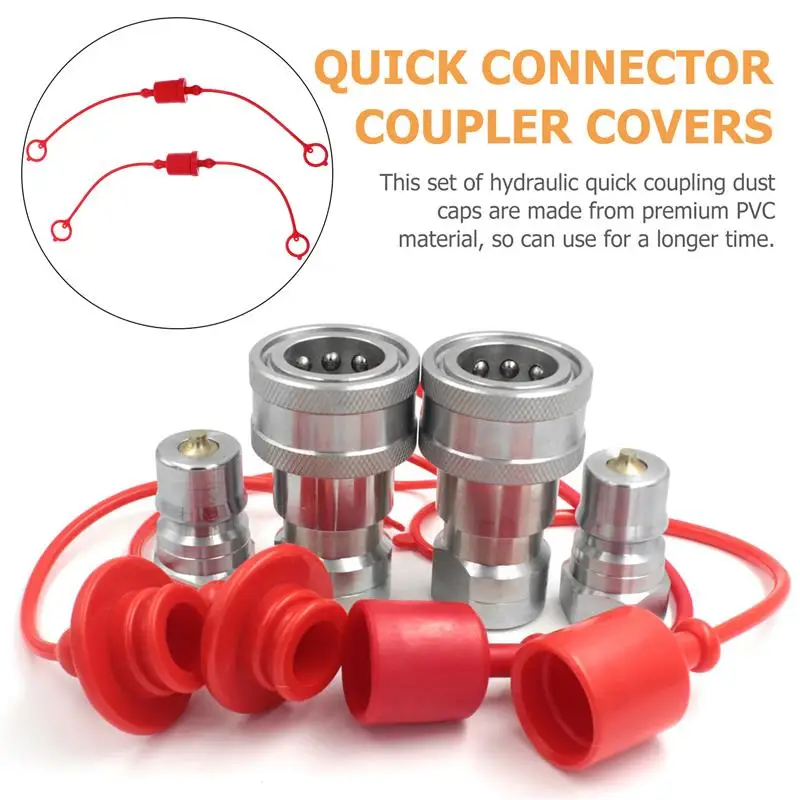 2 Sets Of Hydraulic Quick Coupling Dust Caps Quick Connector Coupler