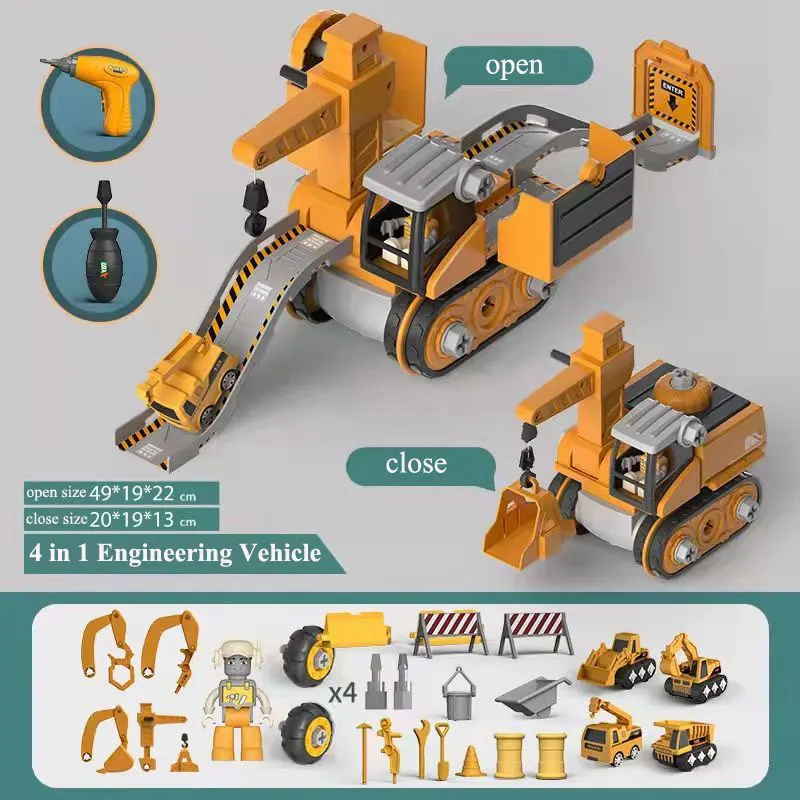 Kids Engineering Vehicle Electric Drill Tool Toys Match Children Educational Assembled Sets Tools For Boys Nut Building Gift 5