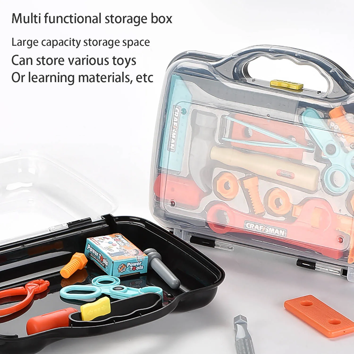 Kids Construction Toys Kids Pretend Play Set Kids Educational Toys Home Repair Toys Model Assembly Tools Children's Tool Carrying Case Disassembly and Assembly Engineering Series Storage Box DIY Assembling for Home Toys
