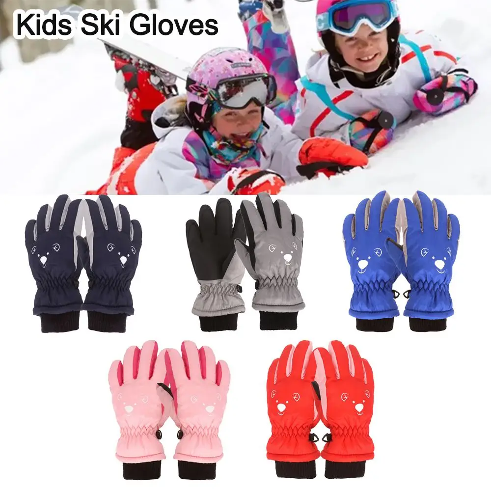 Waterproof Kids Ski Gloves Warm Non Slip Cartoon