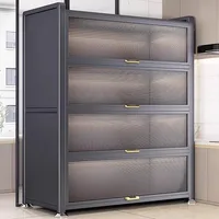 Sideboard Cabinet Locker Kitchen Shelf Floor Multi-Layer Home Living Room Microwave Oven with Door Storage Cabinet 2