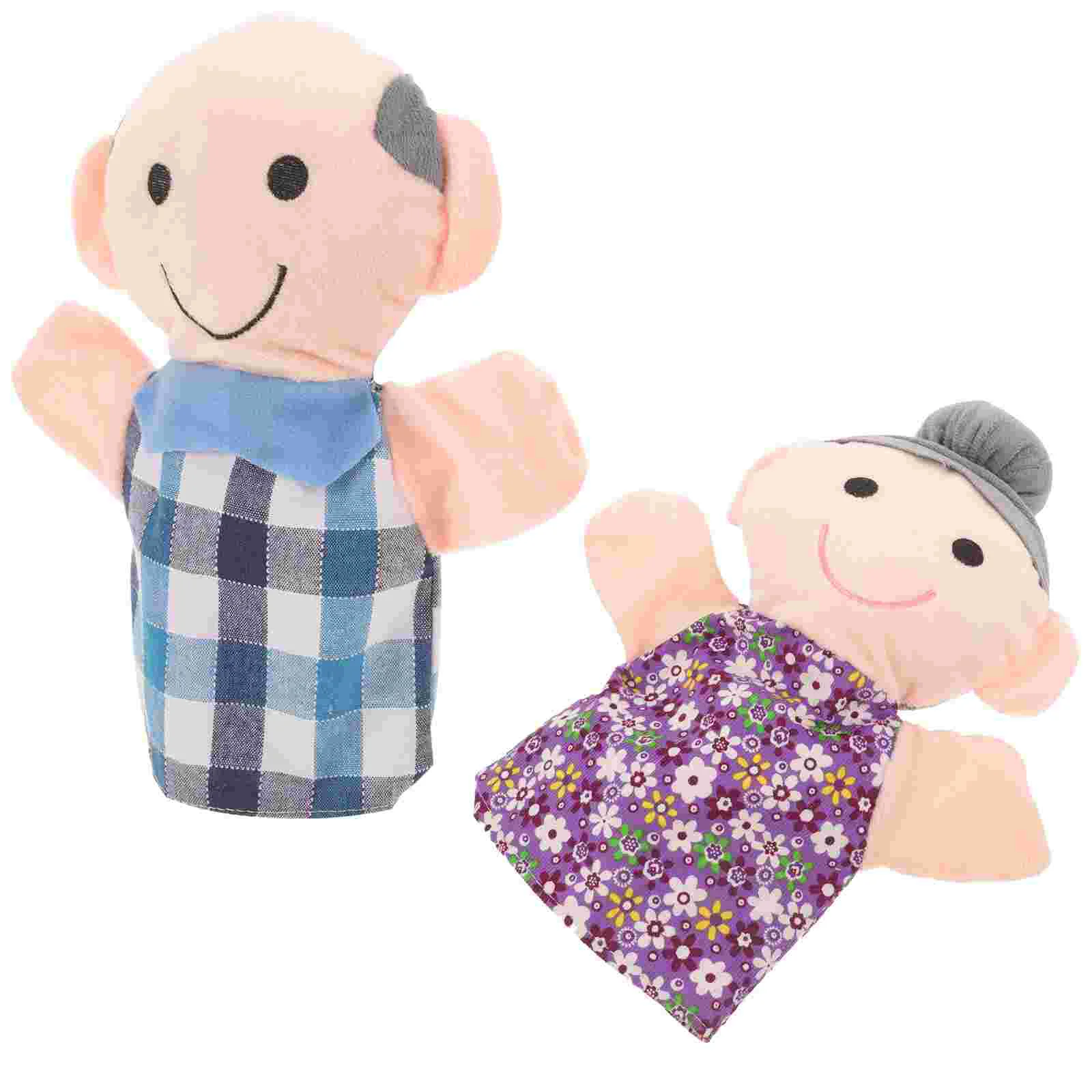 2pcs Family Members Puppets Adorable Cloth Hand Puppets for Teaching Role Play (Grandfather, Grandmother) dropshipping 6pcs baby kid plush cloth play game learn story family finger puppets toys