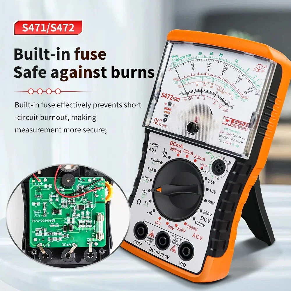 NJTY S472 Analog Pointer Multimeter 1000V AC/DC Voltage Tester DC Current Resistance Universal Needle Type Meter