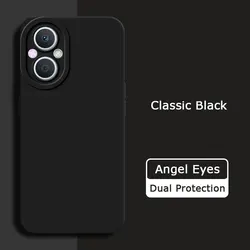 Angel Eyes Square Liquid Cartoon Soft Silicone Phone Case for Reno7 Lite 5G (Classic Black)