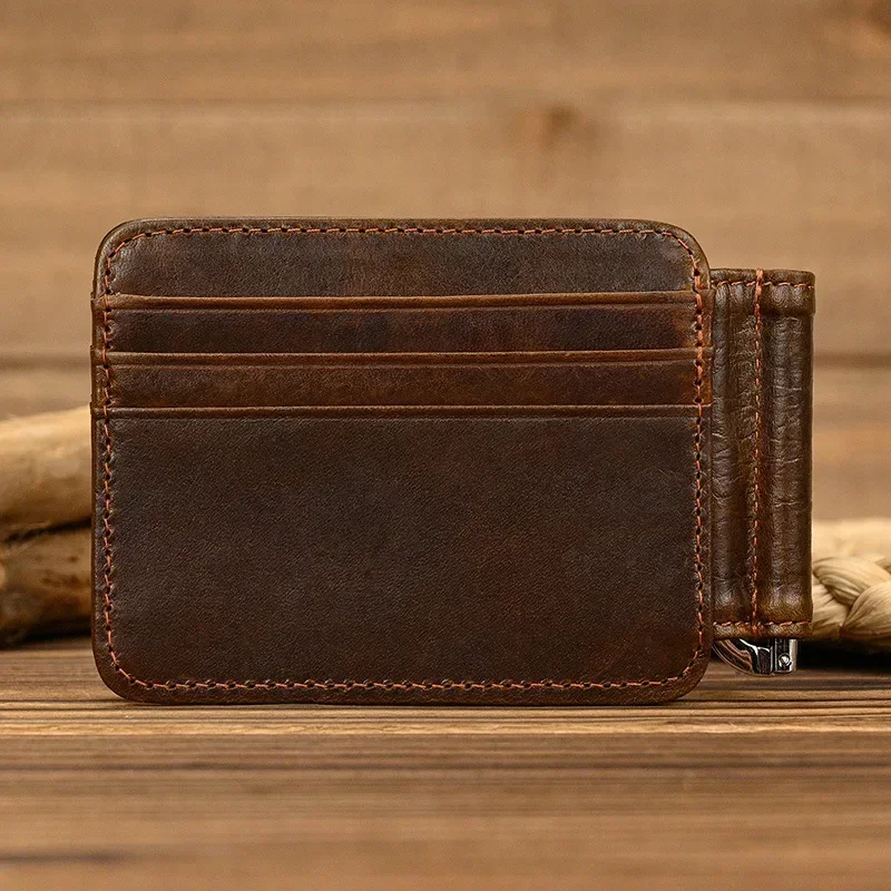Genuine Leather Money For Men Women Cash Clip Male Wallets Card Holder Multi Cards Short Purse for Man