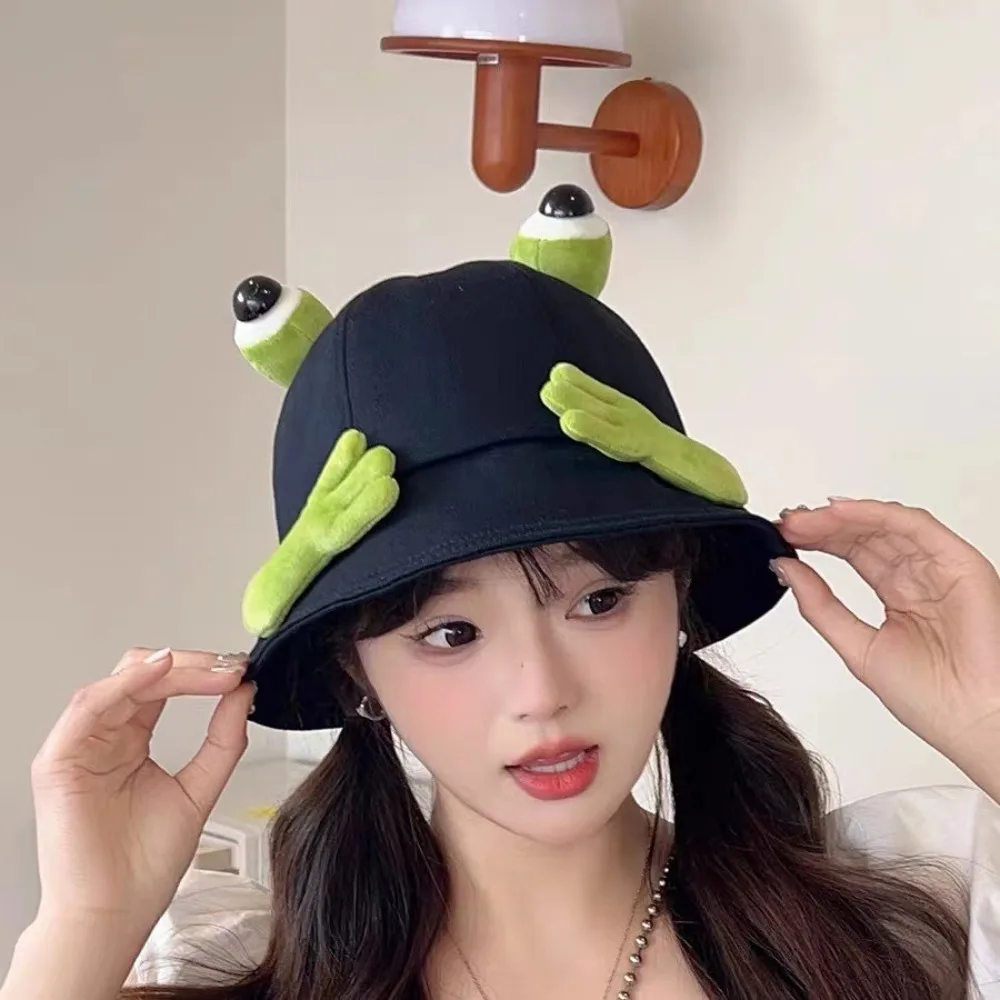 Cotton Big Eyes Frog Bucket Hats for Women and Kids