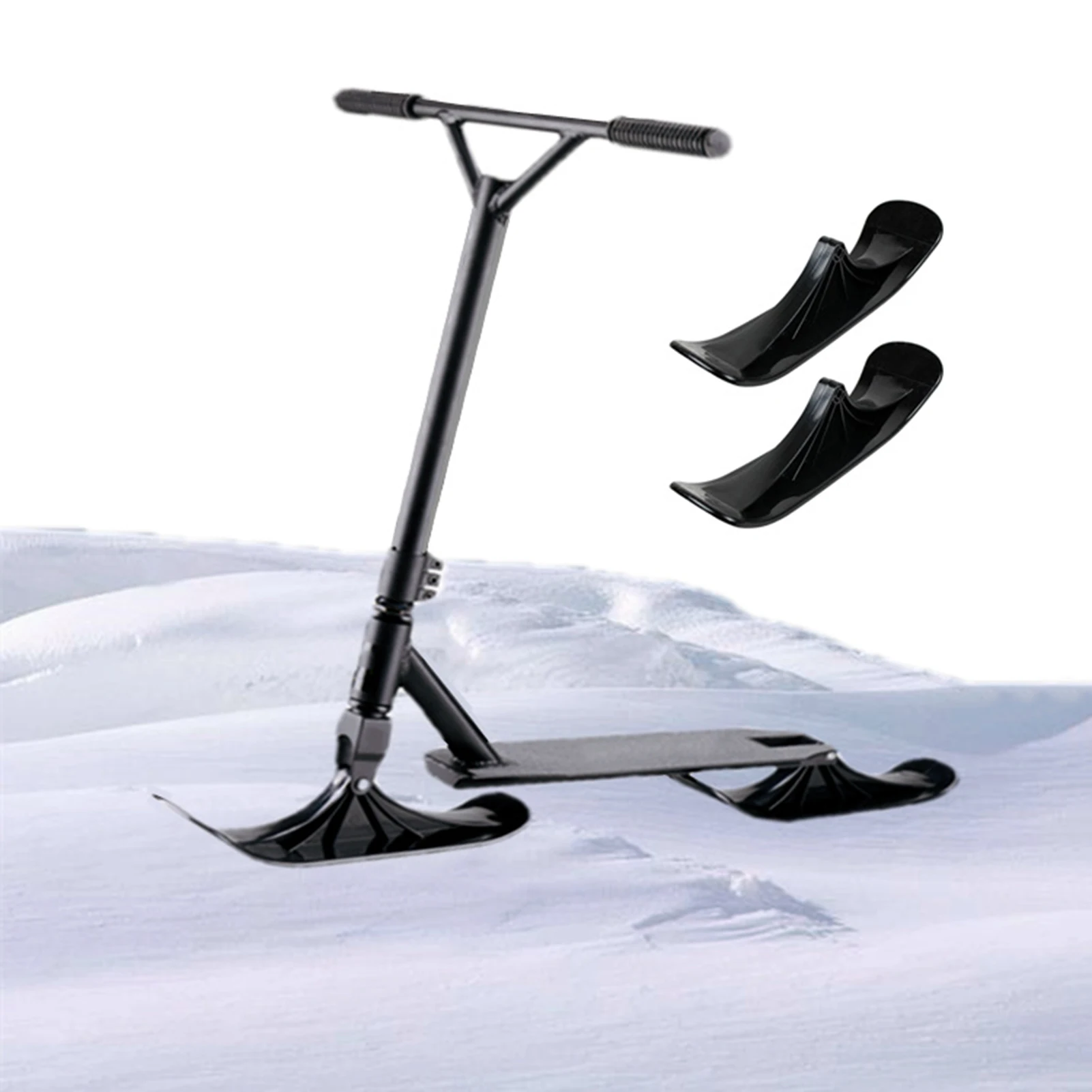 2Pcs Winter Snow Scooter Ski Sled Children's Dual-use Ski Two-in-one Scooter Two Wheels Riding Tyre Parts Sleigh Accessories