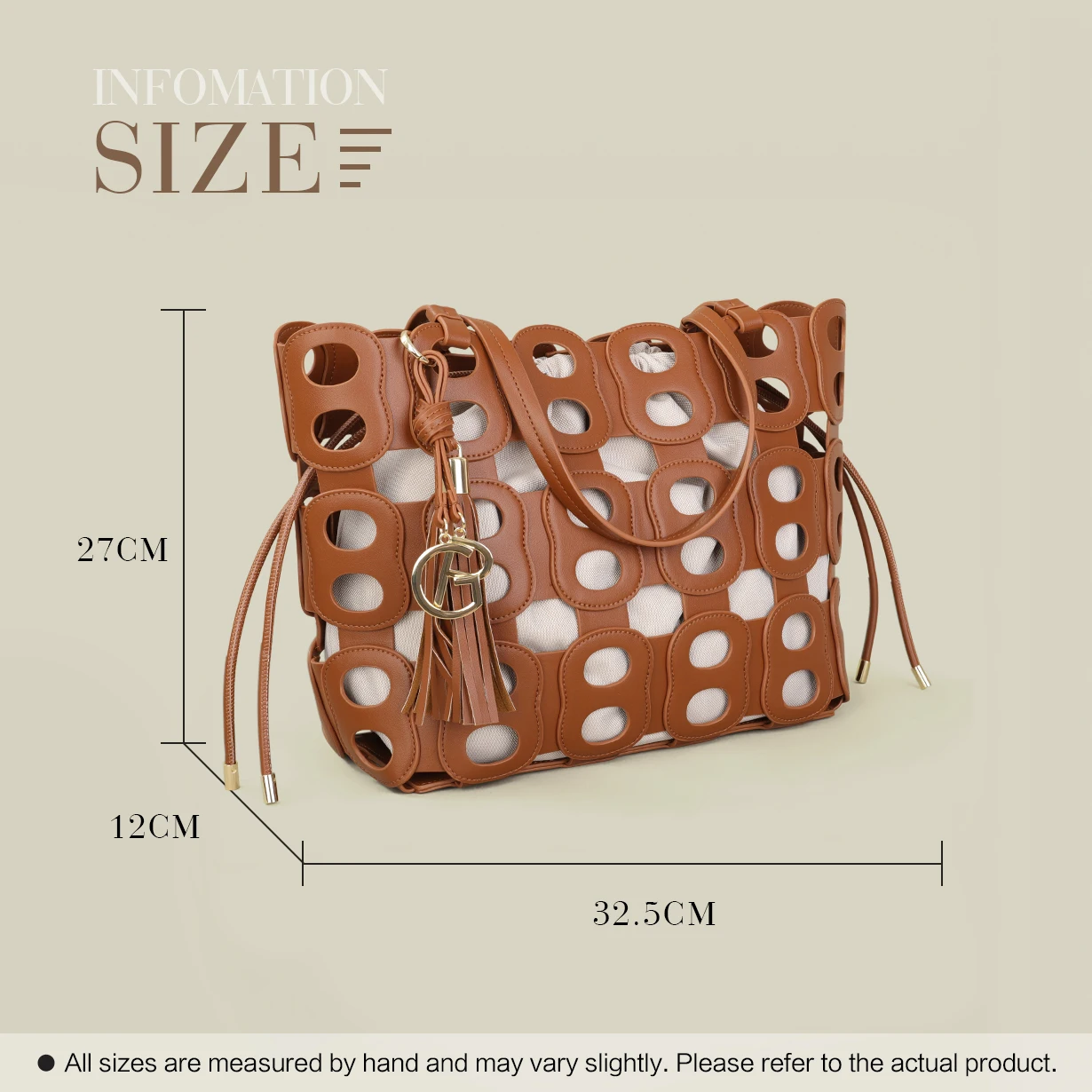 PU shoulder bucket bag front view